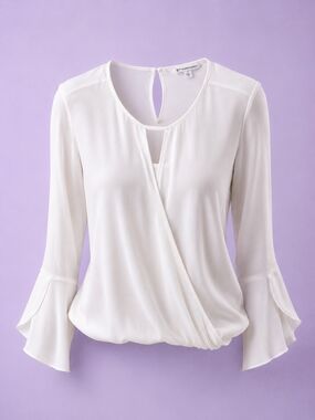41 Hawthorn Ivory Surplice Blouse with Flounce Sleeves
